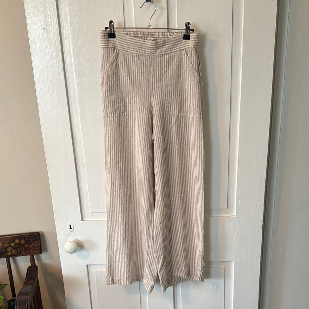 Striped Cream Wide-Leg Pants